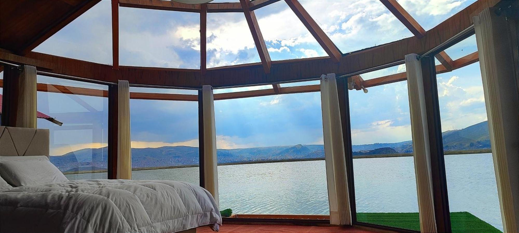 Villa Titicaca Habitacion Panoramica Vista Al Amanecer Puno Exterior foto