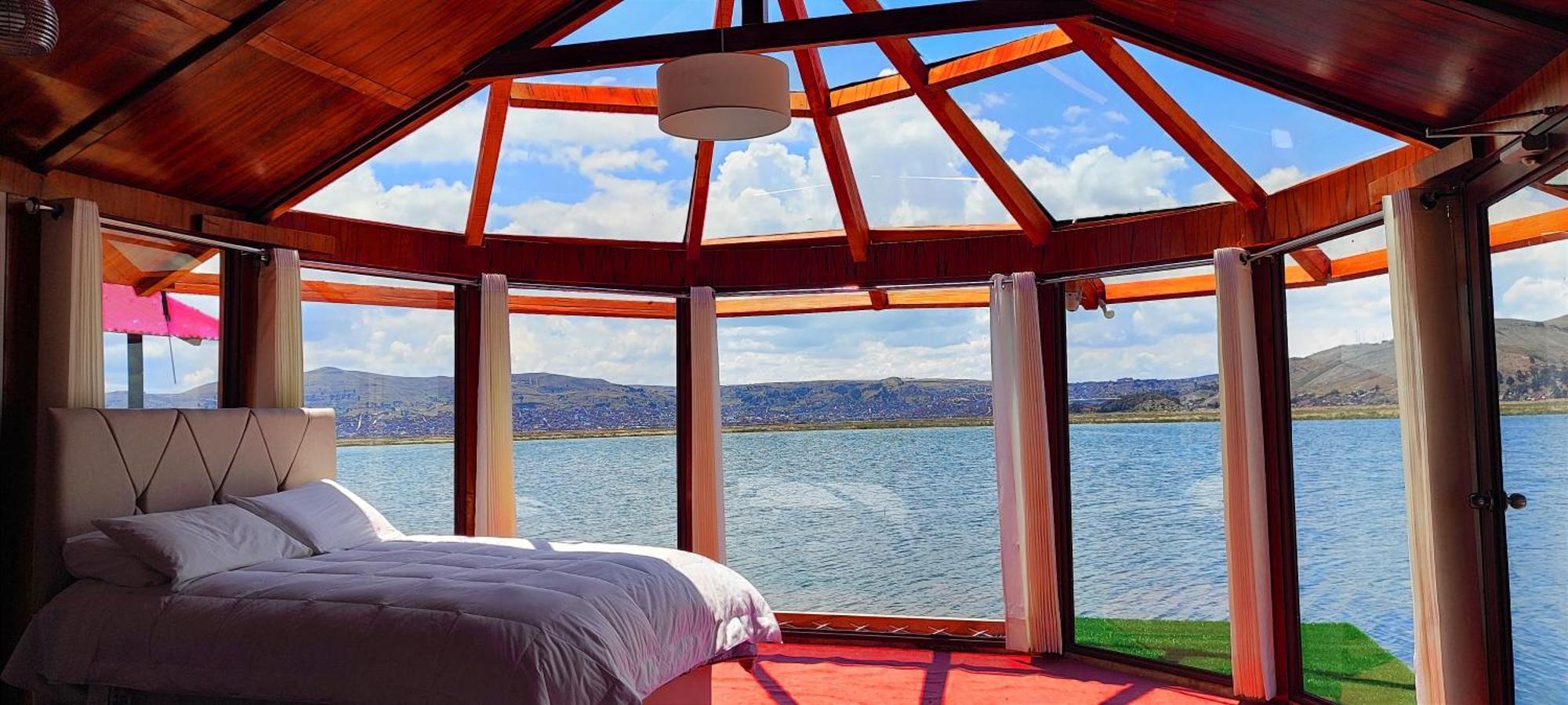 Villa Titicaca Habitacion Panoramica Vista Al Amanecer Puno Exterior foto